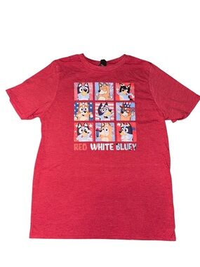 Custom Made Kids Red Graphic Fourth Of July Tee - 'Red White Bluey'